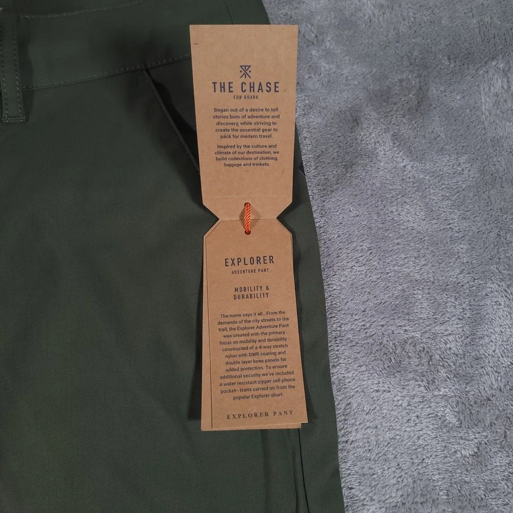 Roark Explorer Adventure Pants Mens 28 X 31 Dark Military‎ Green Quick Dry Chino